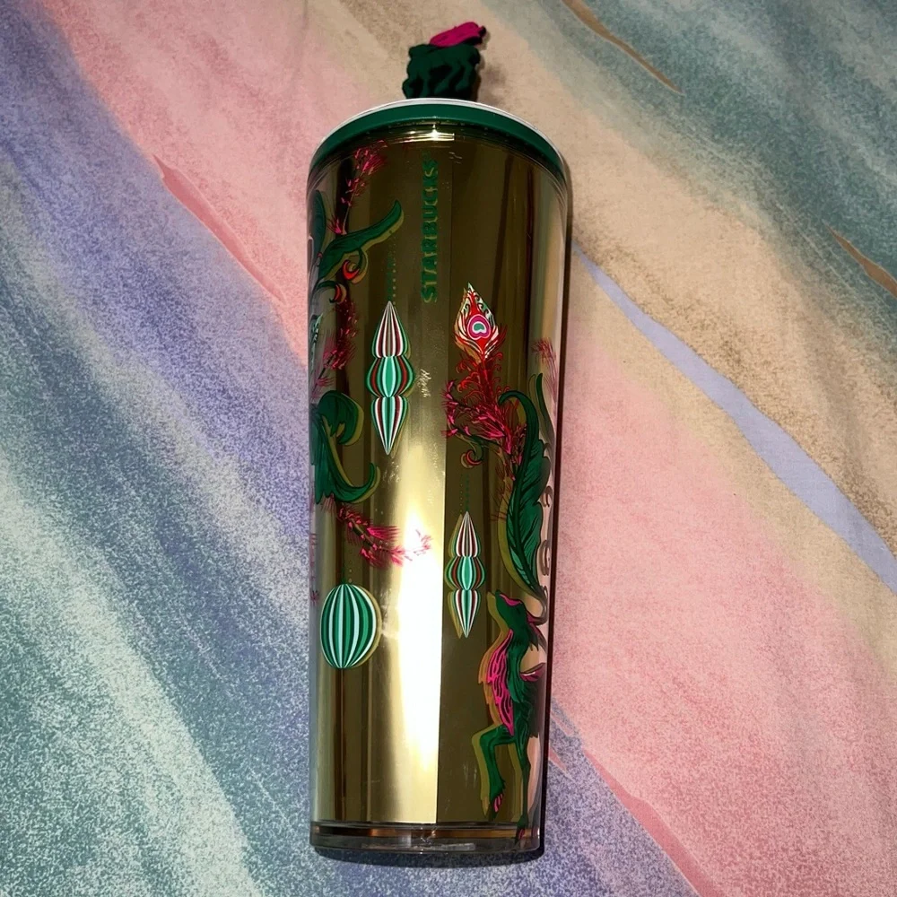 Starbucks 2024 Holiday Cold Cup Venti Tumbler with Reindeer Straw Topper